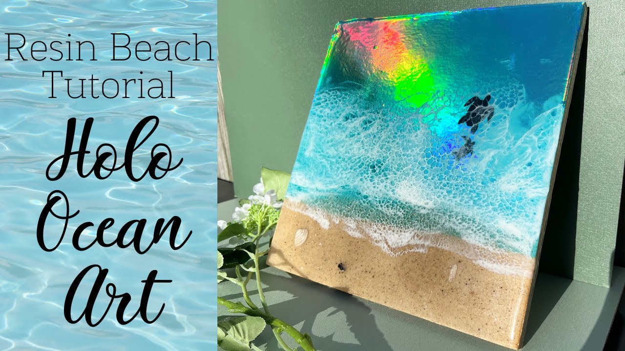 Holographic Ocean Resin Art Tutorial - Making Waves with Epoxy on Wood Canvas for Beginners