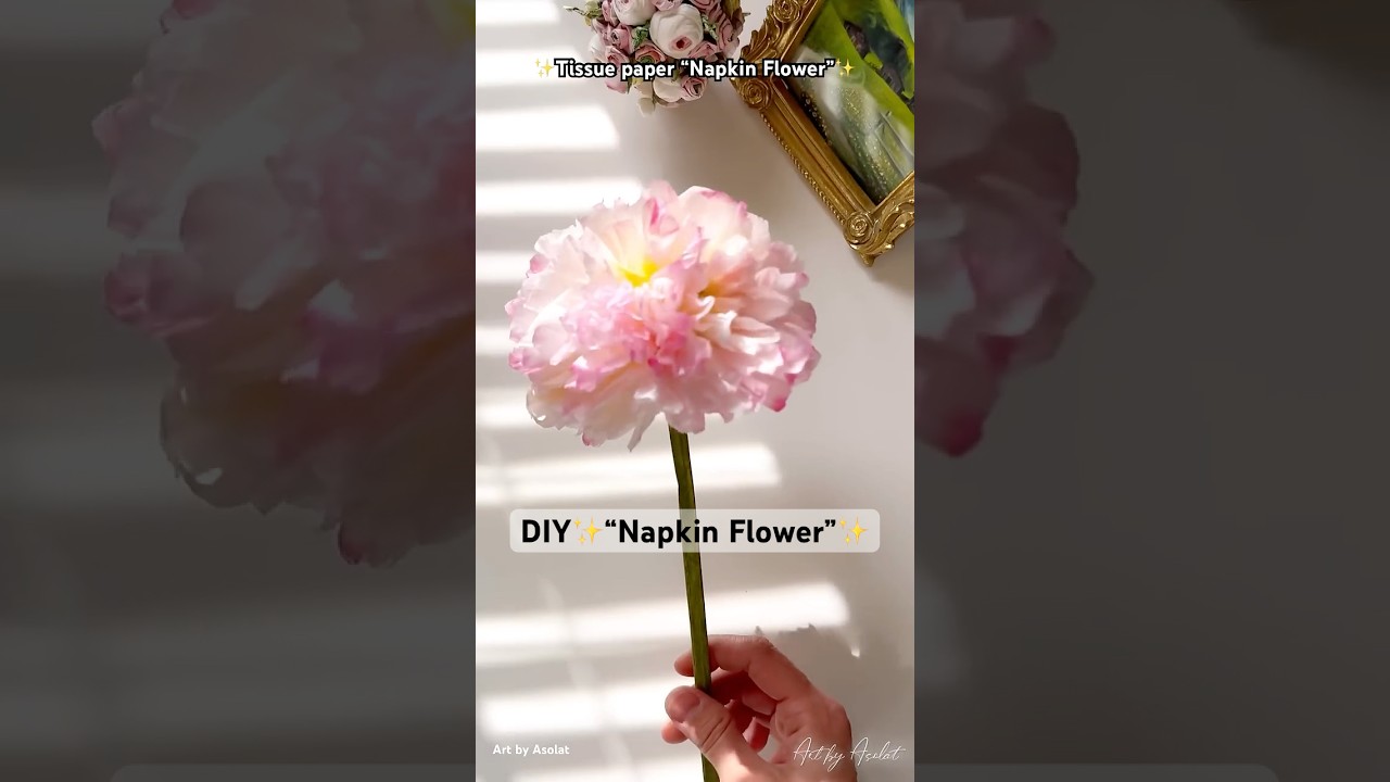 Tissue paper Flower | How to make a pink Peony using napkins