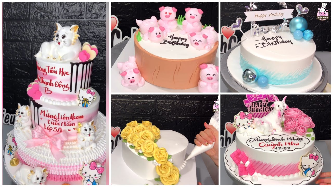 #136 trang trí bánh kem | Make birthday cake | Dieulinhcake