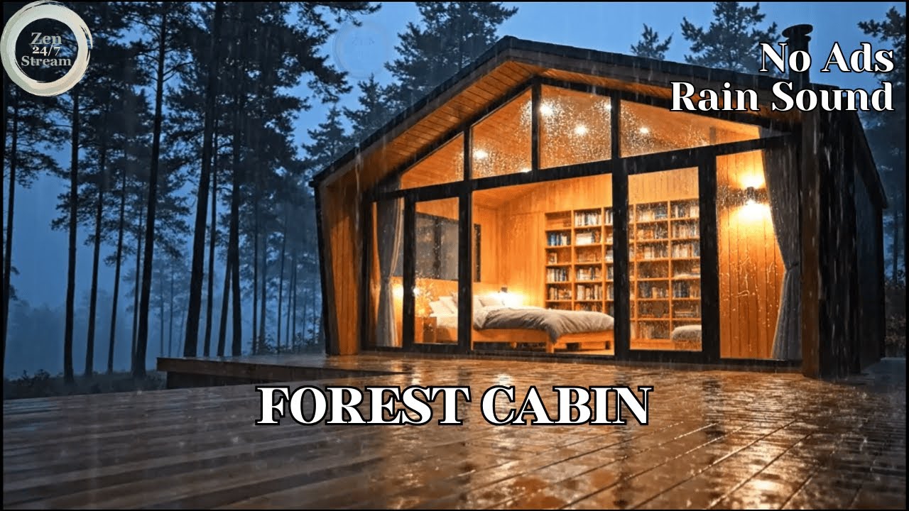NO ADS Cozy Cabin Rain & Distant Thunder | Sleep Aid, Study, Relax. #sleepaid #rainsound