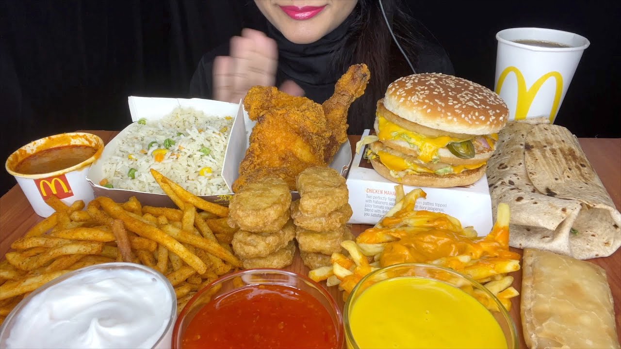 ASMR:*MCDONALD'S*MAHARAJA MC BURGER+FRIES+MCSPICY FRIED CHICKEN+MCCHICKEN NUGGETSl FOOD VIDEOS l