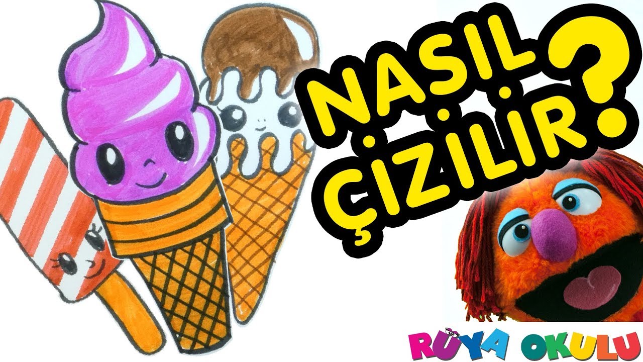 Dondurma Nasıl Çizilir? - Külahta Dondurma -  🍦 - Çocuklar İçin Resim Çizme - RÜYA OKULU