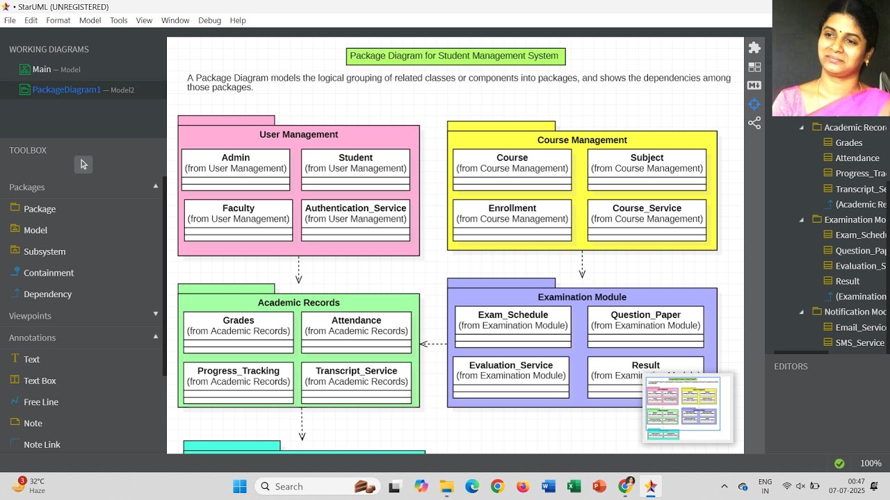 Package Diagram for Student Management System | StarUML