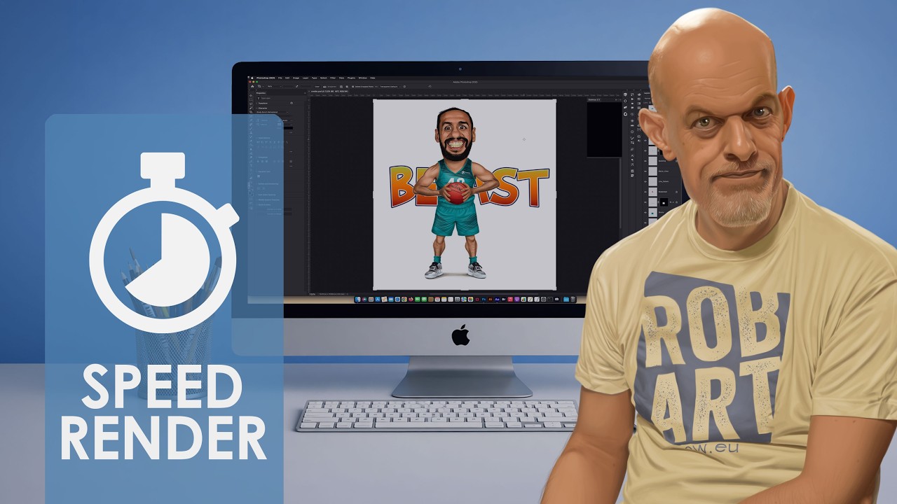 SPEED RENDER ILLUSTRATION ART; Ali Haydar caricature illustration for basketball club promo.