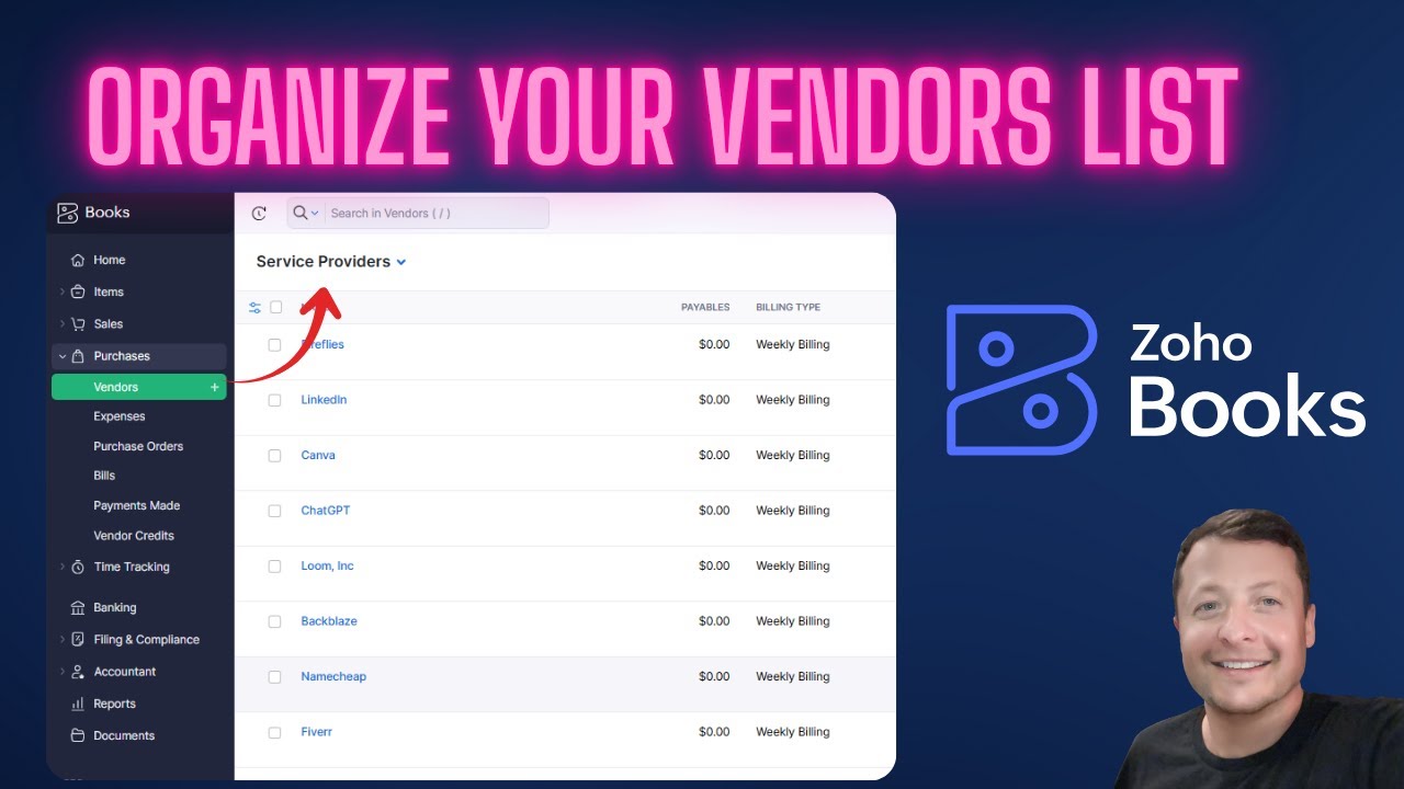 Zoho Books - Organize your Vendors List!