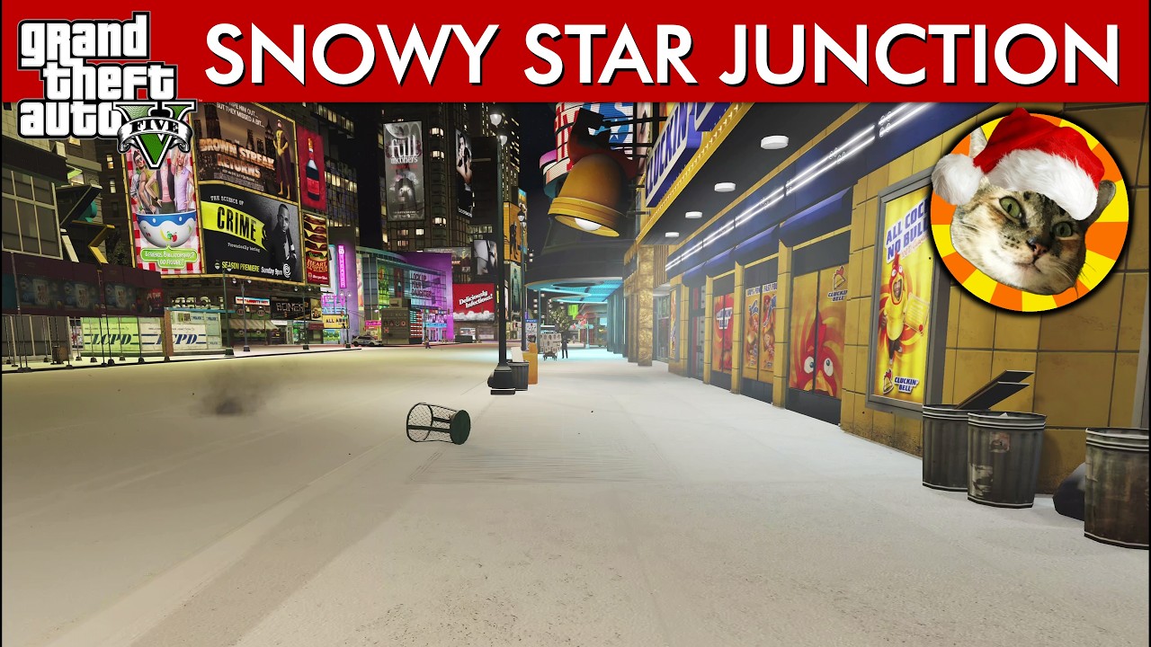 Snowy night stroll at Star Junction, Liberty City [but in GTA V]