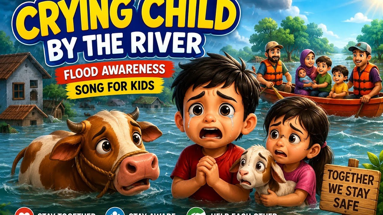 Crying Child by the River | Flood Awareness Song for Kids