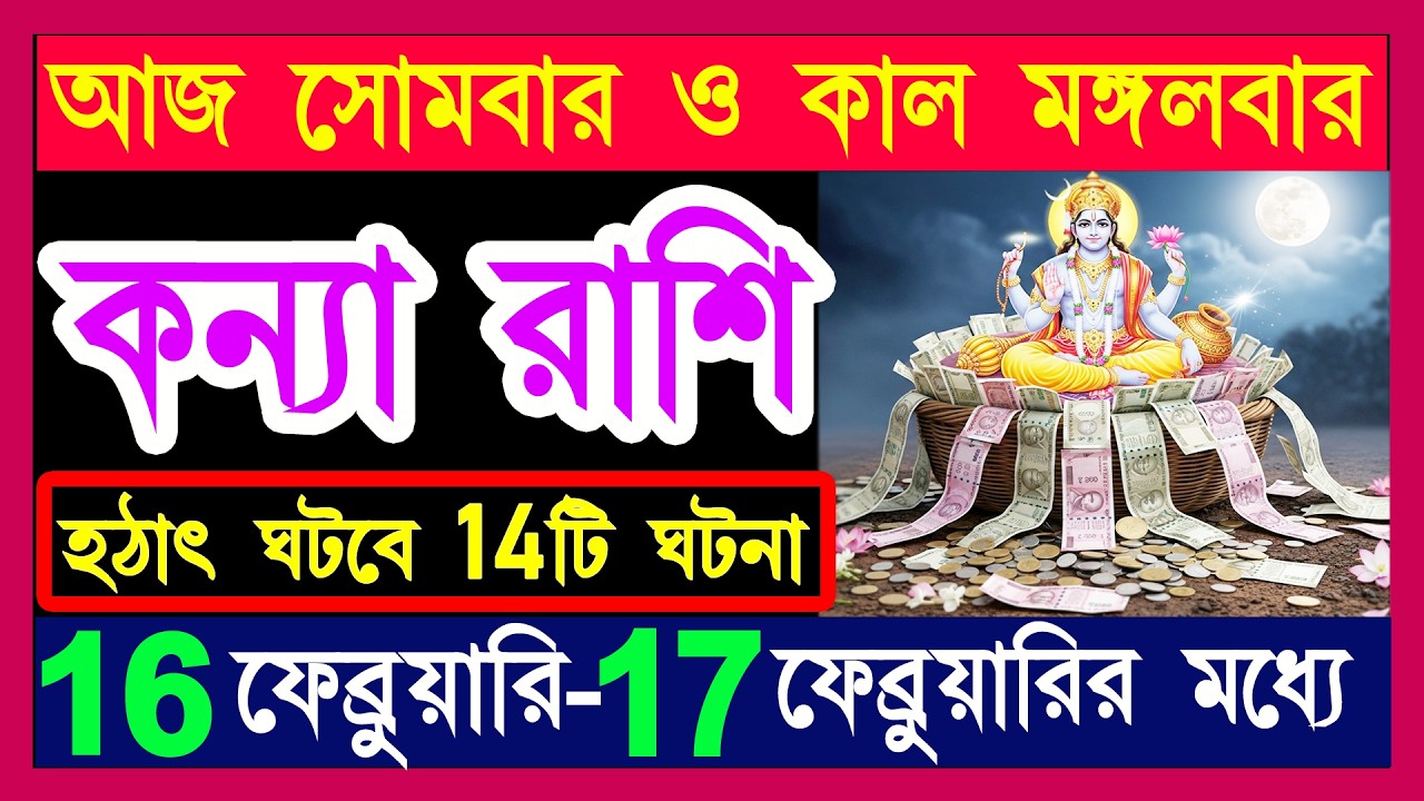 কন্যা রাশি 16-17 ফেব্রুয়ারি হঠাৎ ঘটবে 14টি ঘটনা|kanya rashi 16 february|kanya rashi 17 february|