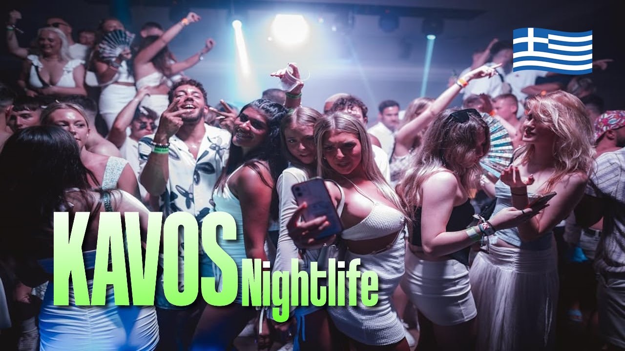 Kavos NightLife | Party Capital of Corfu Island || Walking tour at midnight #travel #club #trending