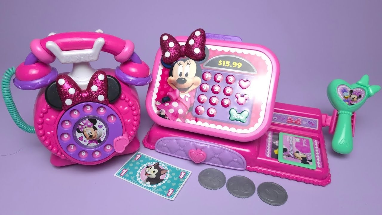 Disney Minnie Mouse Cash Register Telephone Set Satisfying with Unboxing Toys Collection ASMR #1030