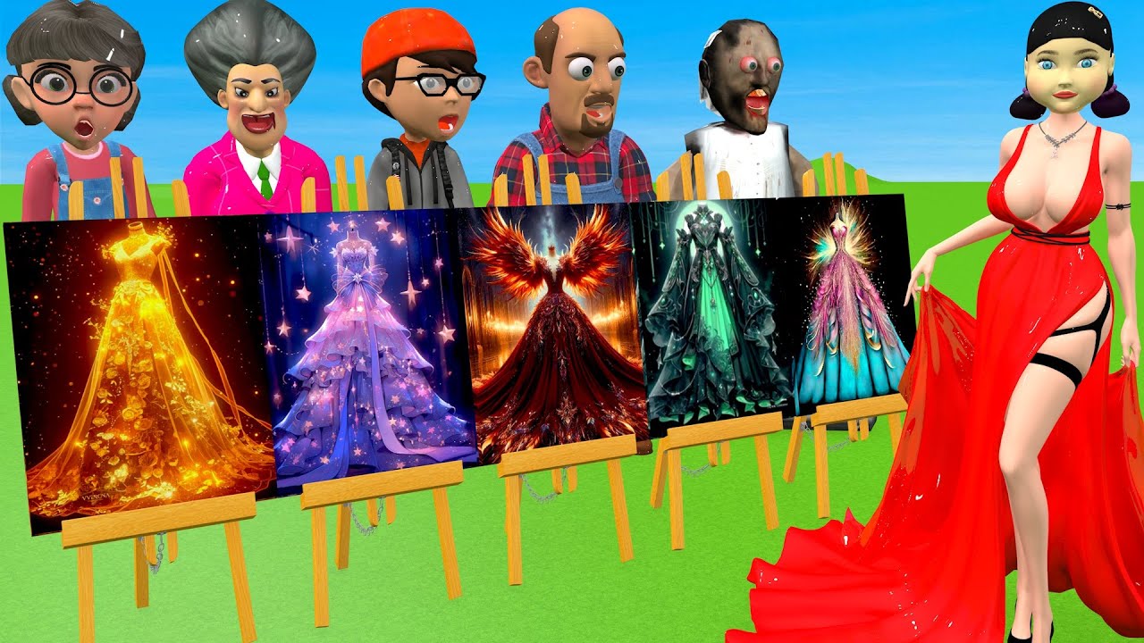 Scary Teacher 3D vs Squid Game Choose Beautiful Princess Dress vs Dressing Room 5 Times Challenger
