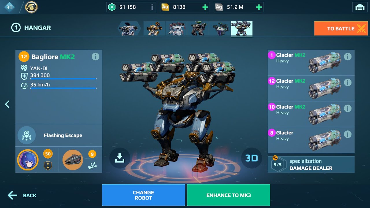 War Robots | Bagliore 4x Glacier ❄️ Full Hangar Power | 13M Damage