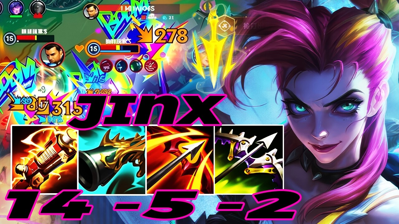 WILD RIFT JINX ADC GAMEPLAY | 14 -5 -2 MVP | JINX BUILD RUNES