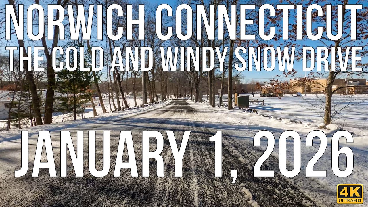 New Year's Day Snow Drive: Norwich, CT After 3" Snowstorm | January 1, 2026 | 4K