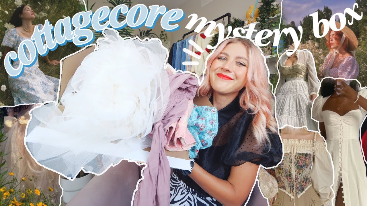 trying a cottagecore thrift store mystery box 🧚🏻‍♀️ styling corsets, florals & pastels ✨🍄