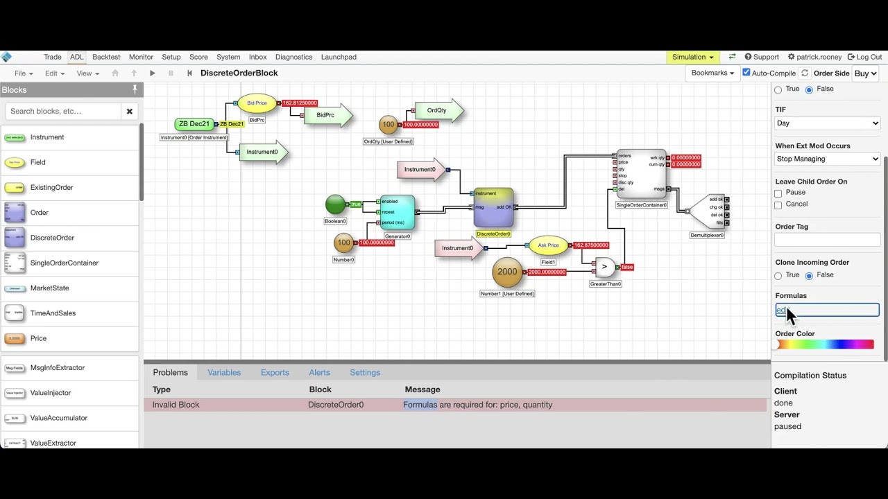 Trading Futures & Bitcoin - The message section of ADL can direct you to the problem with your logic