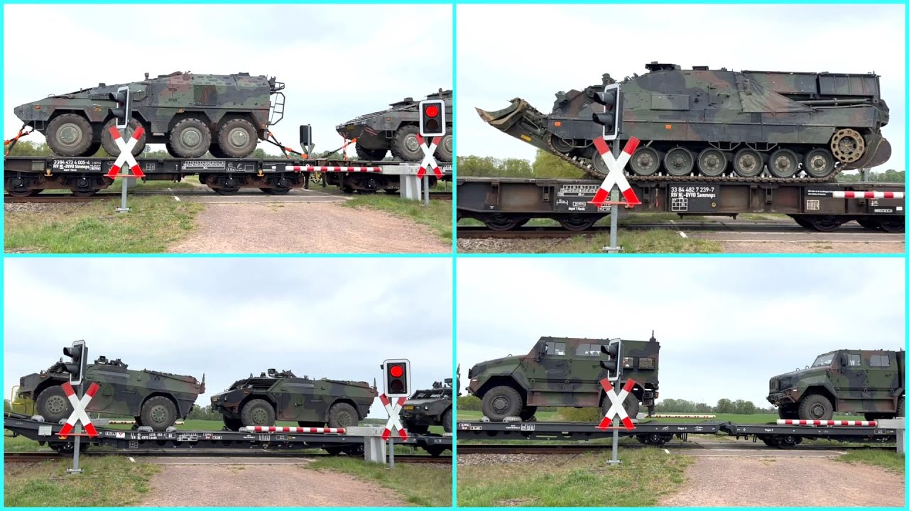Militärzug mit Boxer, Fennek, Bushmaster, Kodiak, Iveco Manticore