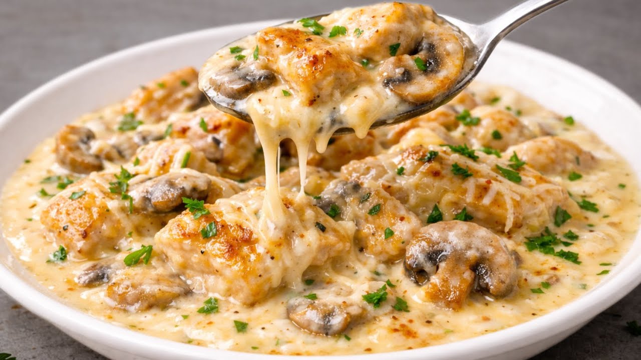 Этот рецепт сведет вас с ума! Курица в сливочном соусе с грибами