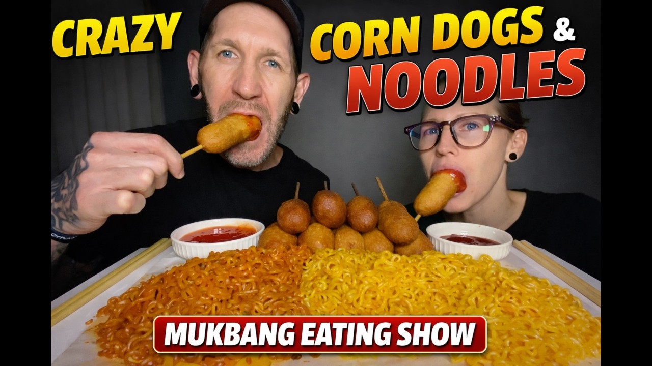 🔥 COUPLE DEVOURS | SPICY RAMEN & CRISPY HOMEMADE | CORNDOGS | ASMR MUKBANG