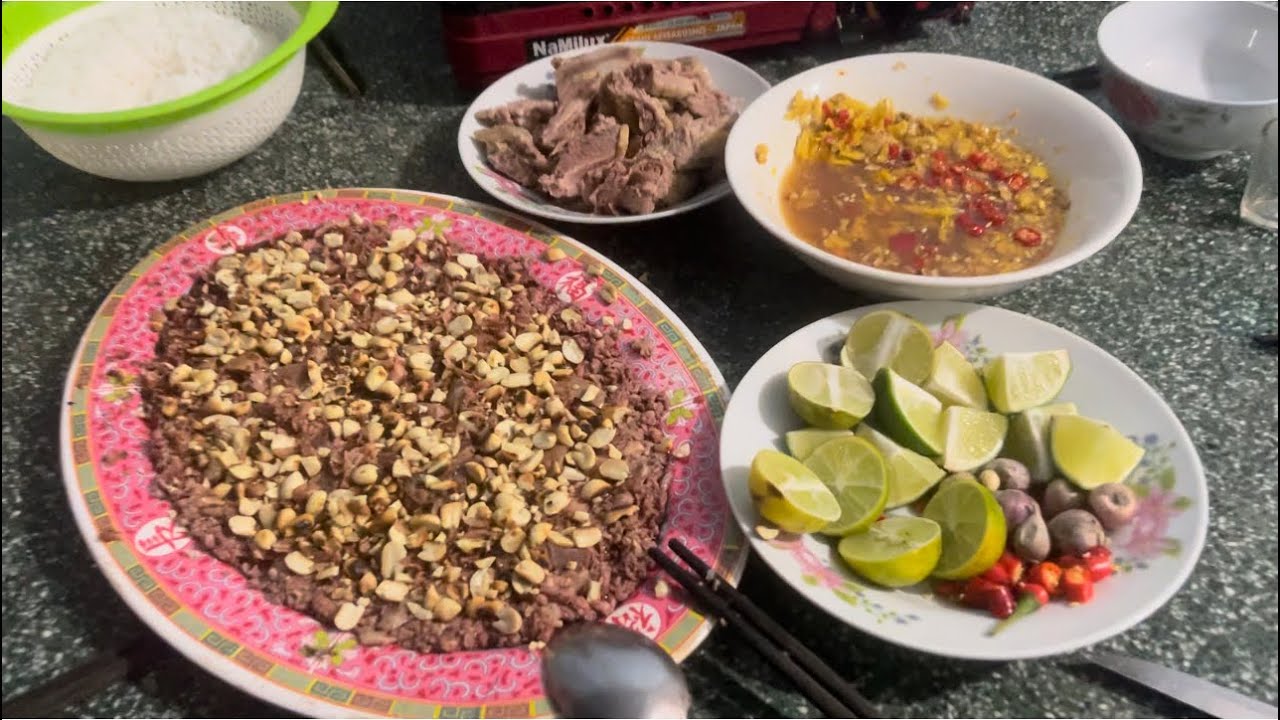 Tiết canh vịt Cháo vịt nước mắm gừng cực ngon 
