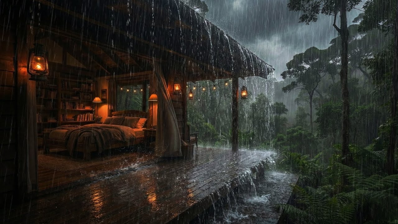 Rainy Night in a Greenhouse: Natural Rain and Thunder Sounds