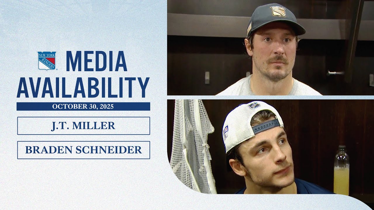 NYR at EDM: J.T. Miller & Braden Schneider Postgame Media Availability | Oct. 30, 2025