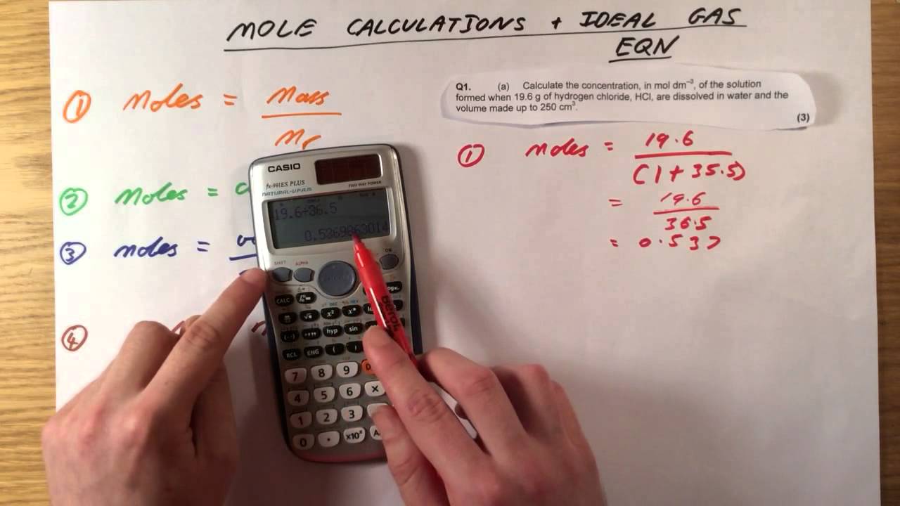 Mole Calculations + Ideal Gas Law part 1/2 - A-level Chemistry