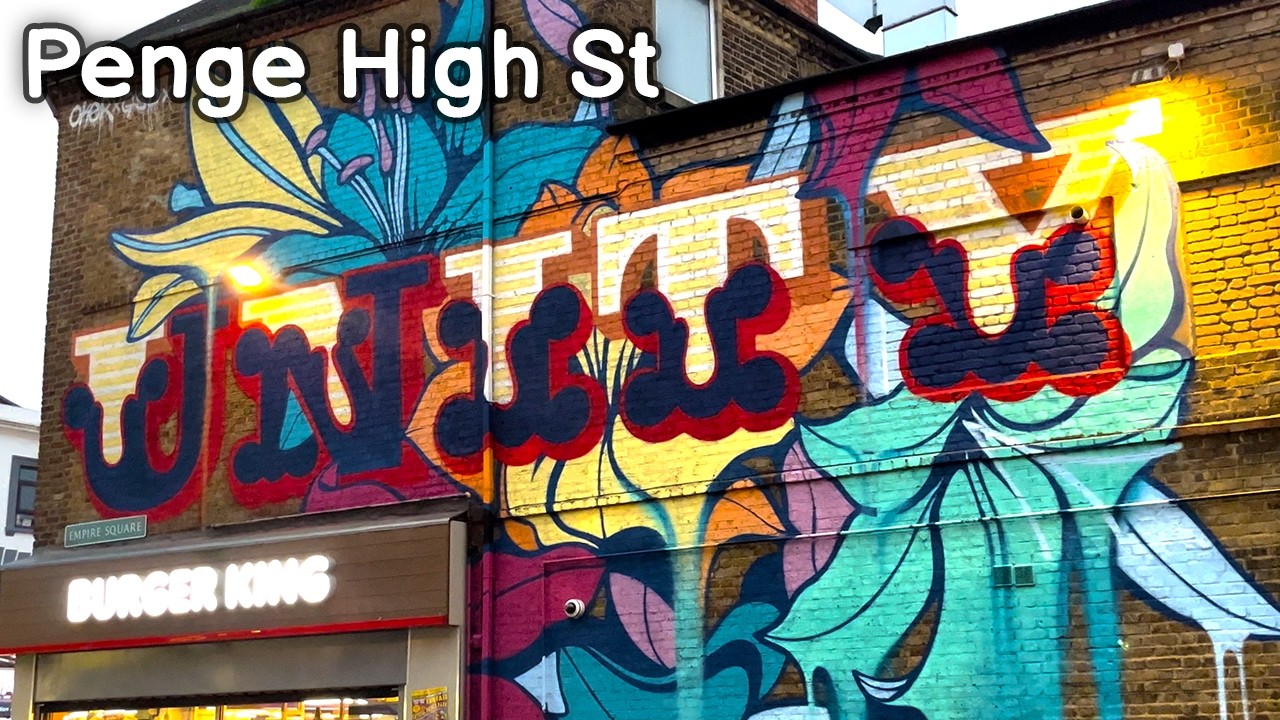 Amazing Murals along Penge High St at Sunset | Slow TV