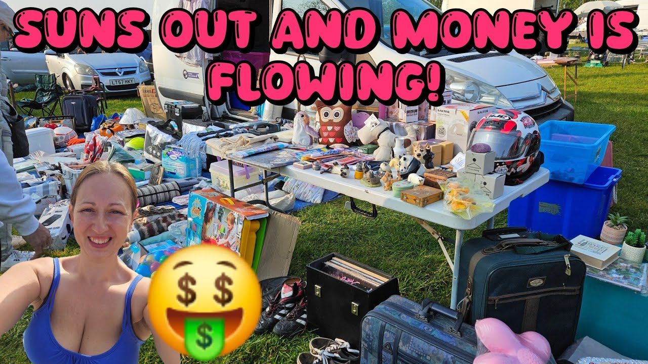 A Beautiful SUNNY SELLING DAY! POV selling at a UK car boot sale flea market.