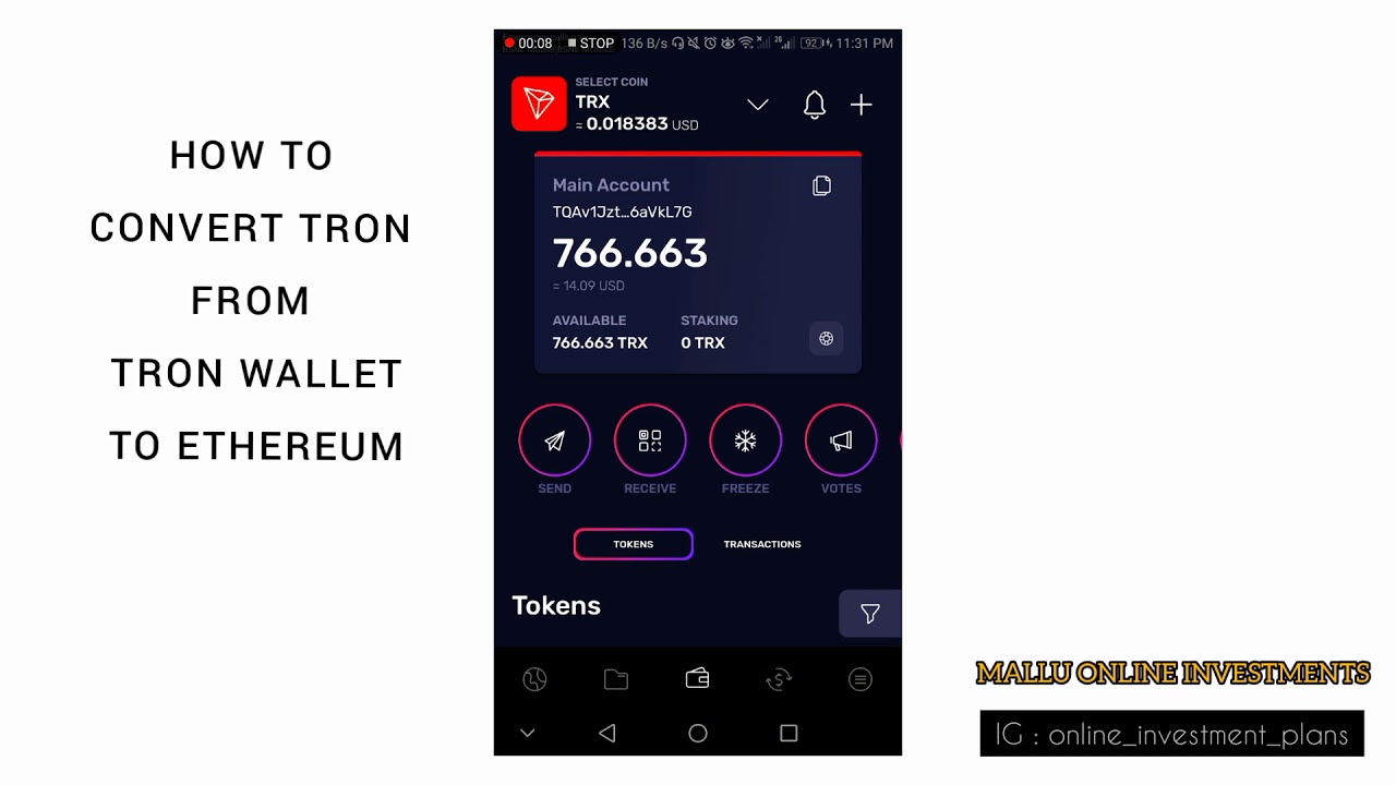 HOW TO CONVERT TRON TO ETHEREUM FROM TRON WALLET MALAYALAM