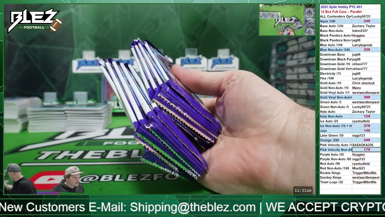 2025 Optic Hobby PYC #01 12 box Full Case NFL Pick Your Color Break