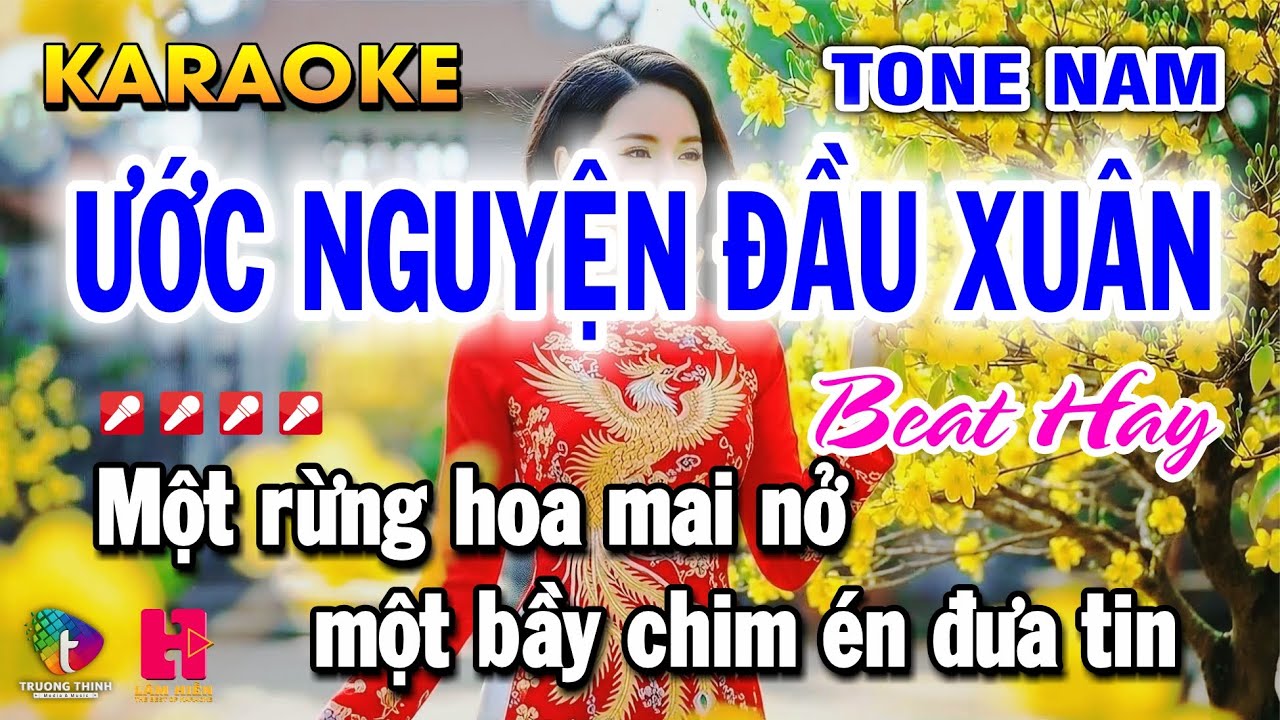 Karaoke Ước Nguyện Đầu Xuân Tone Nam - Nhạc Sống Dễ Hát | Lâm Hiền Karaoke ♫