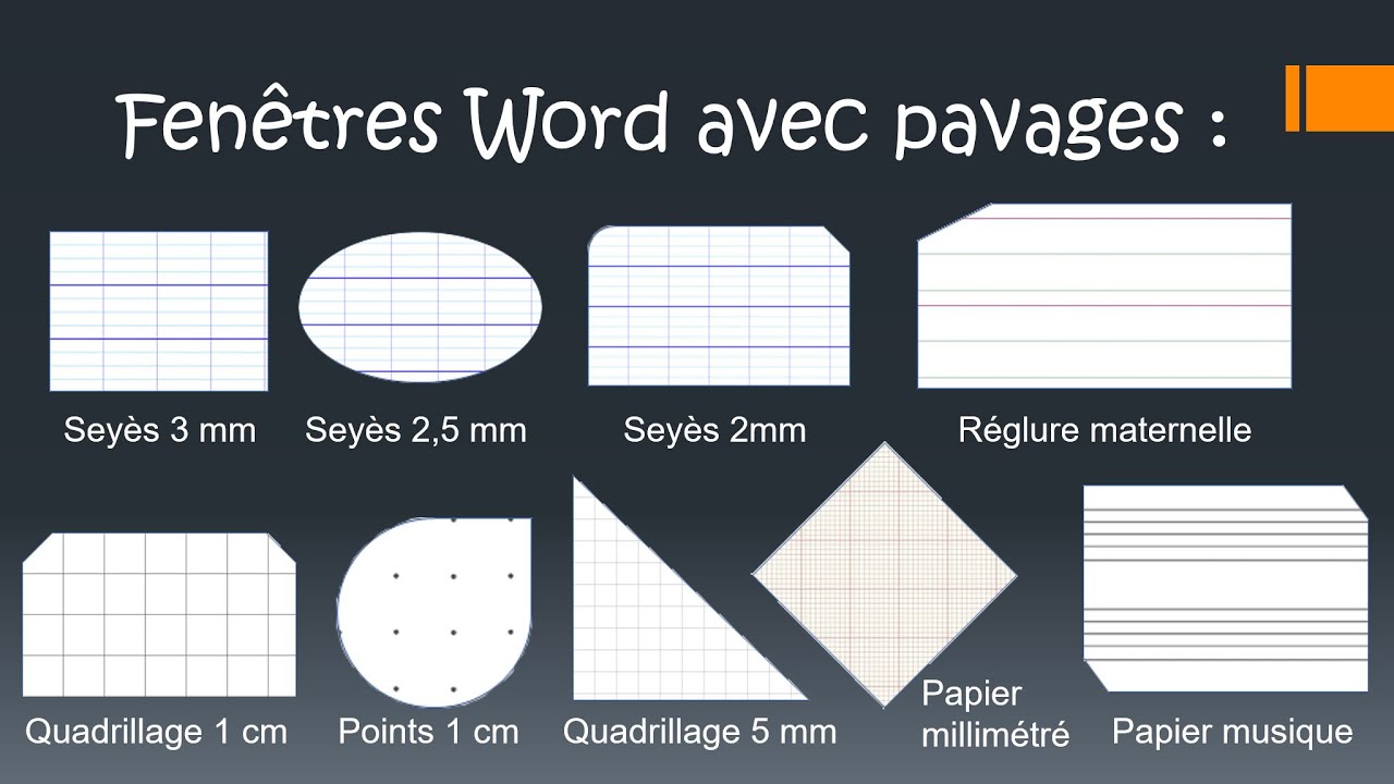 Fenêtres Word avec pavages : Seyès, quadrillages ...