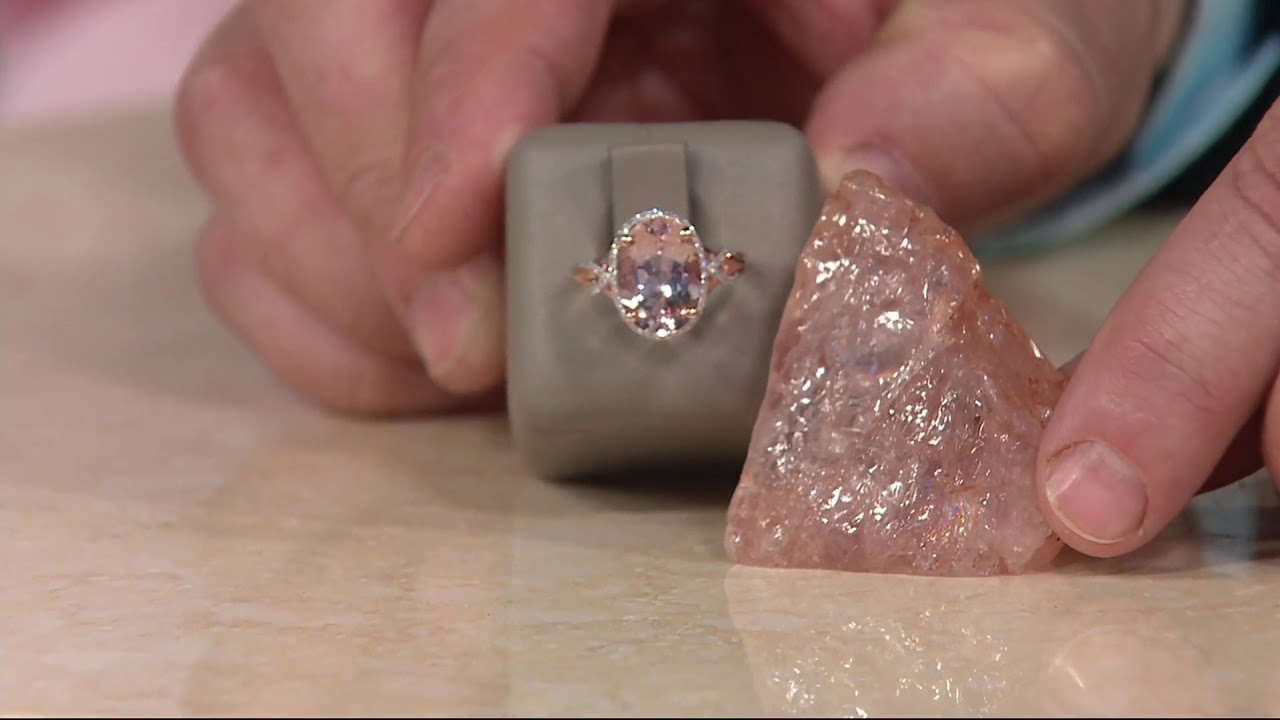 Oval Morganite and Diamond Ring, 14K Gold 5.00 ct on QVC