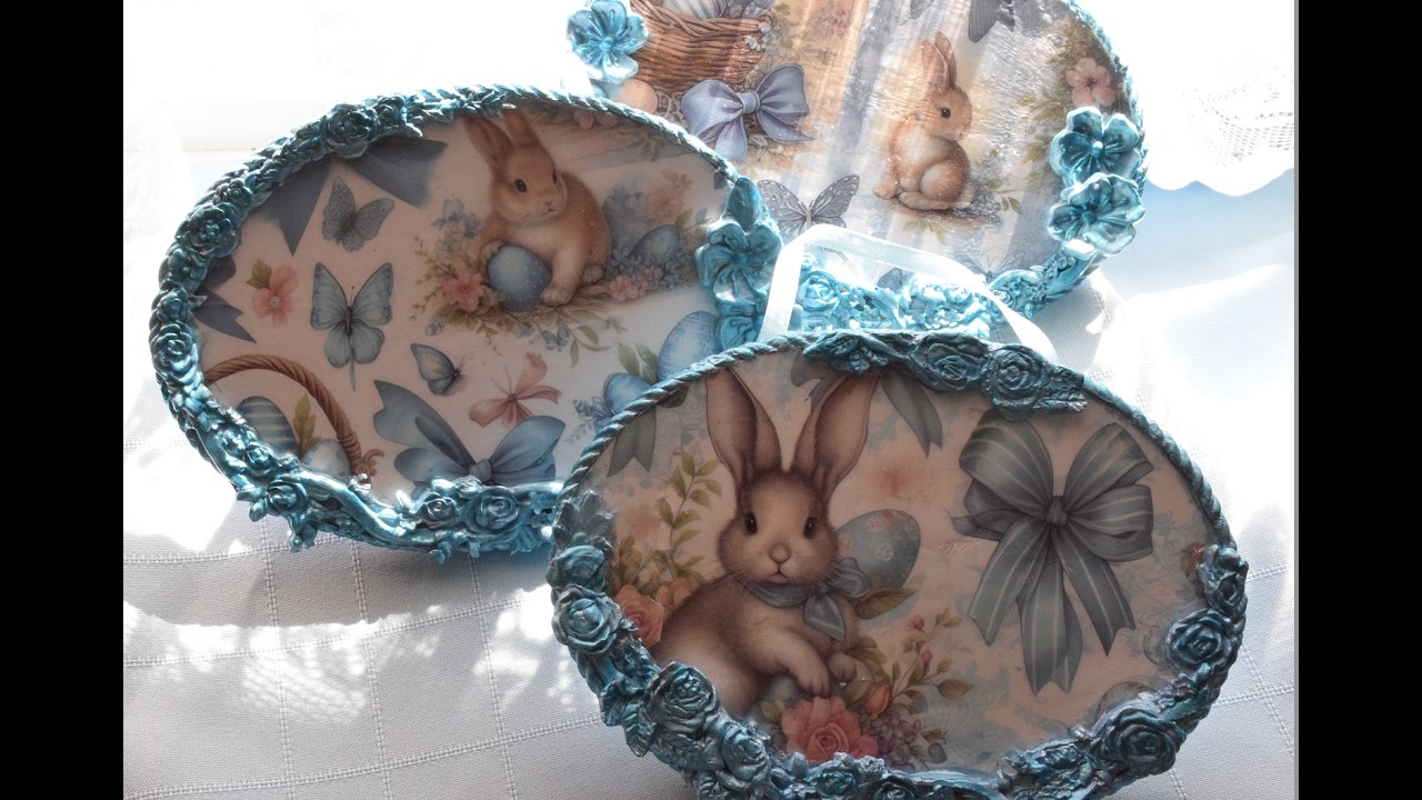 Décoration  Pâques /Découpage /Cadre avec lapin~ Easter decoration / Decoupage/Frame with  rabbit