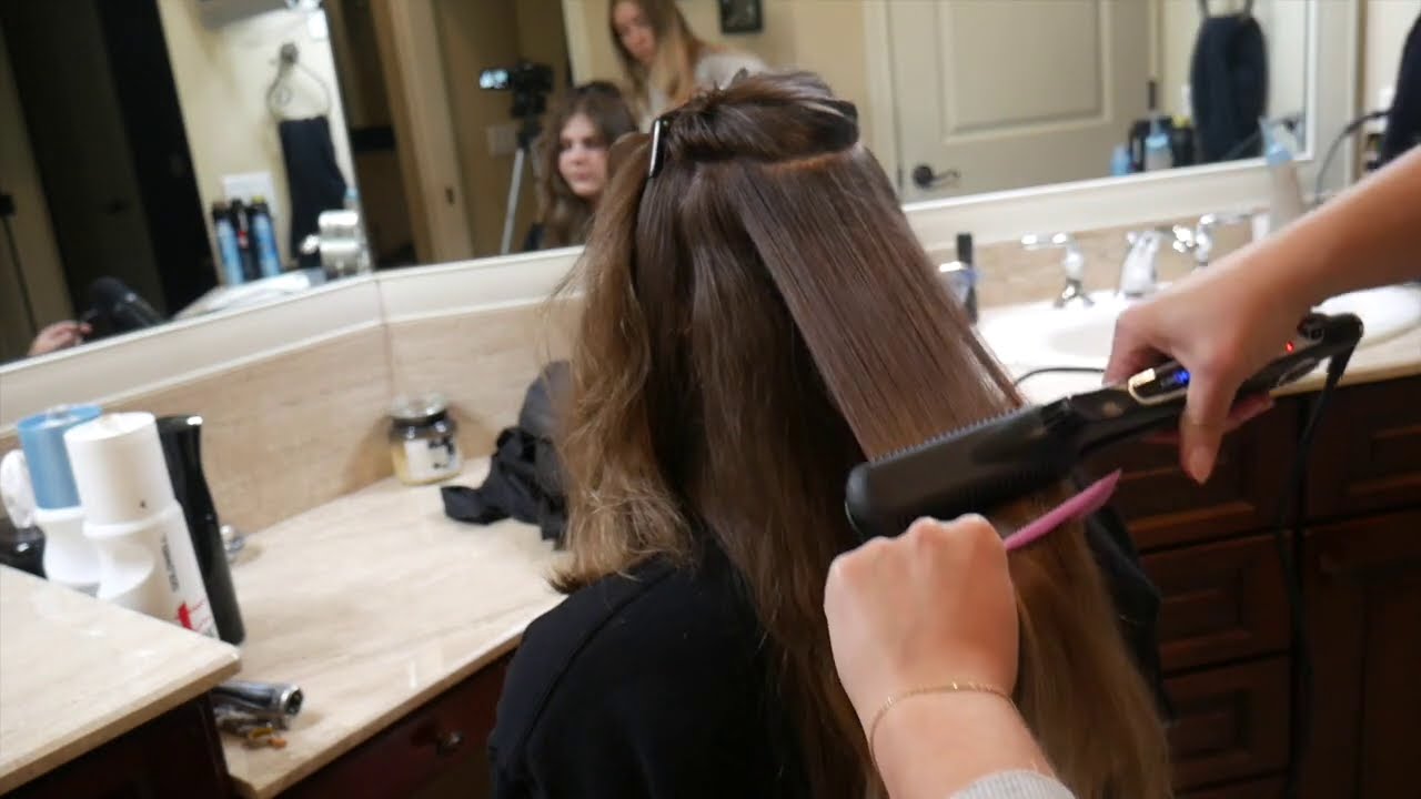 ASMR Gentle Hair Straightening & Hair Brushing wavy to straight *white noise warning*