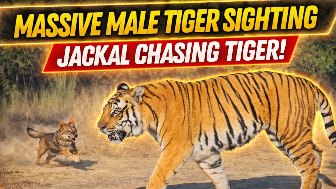 Massive Male Tiger Encounter Jackal Dares to Chase a Tiger  in dhela zone 😱