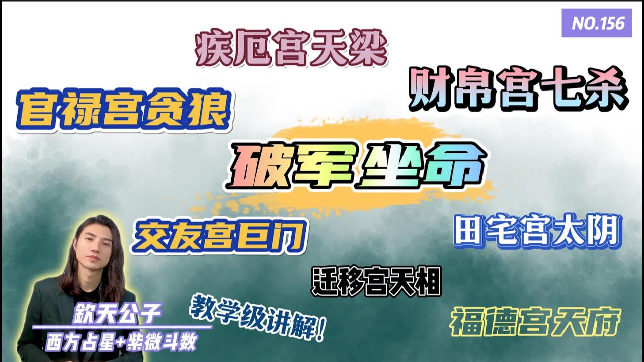 让你一次学个够！「破军坐命之人」福德宫天府！财帛宫七杀！交友宫巨门！疾厄宫天梁！官禄宫贪狼！迁移宫天相！田宅宫太阴！宫位与宫位，星耀与星耀之间的联动关系！#钦天公子 #紫微斗数 #破军