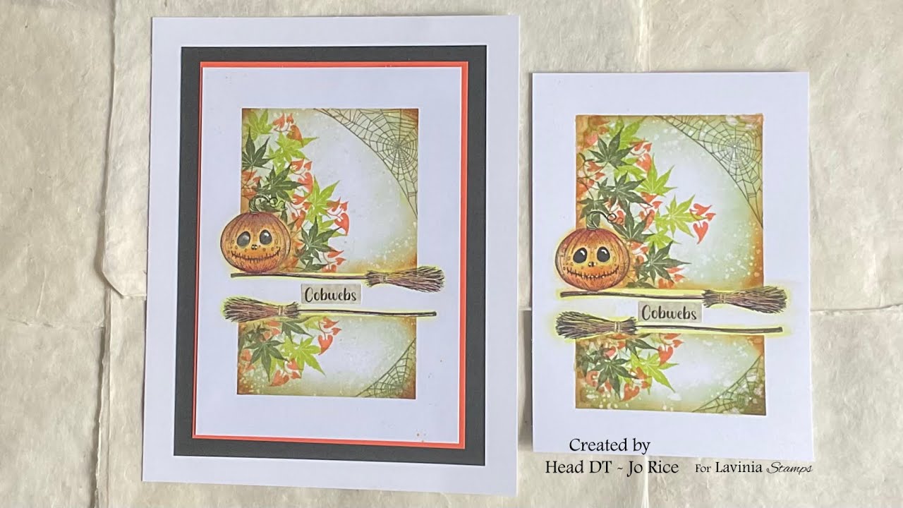 Broomsticks and Cobwebs for Autumn by Jo Rice #laviniastamps #cardmakingidea #halloween