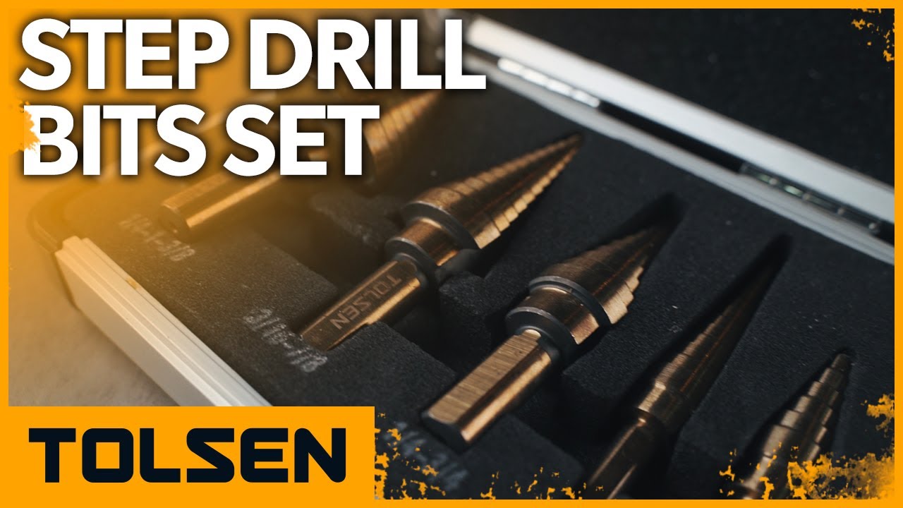 TOLSEN Step Drill Bits HSS 5PCS Titanium Step Drill Bit Set for Metal with Aluminum Case