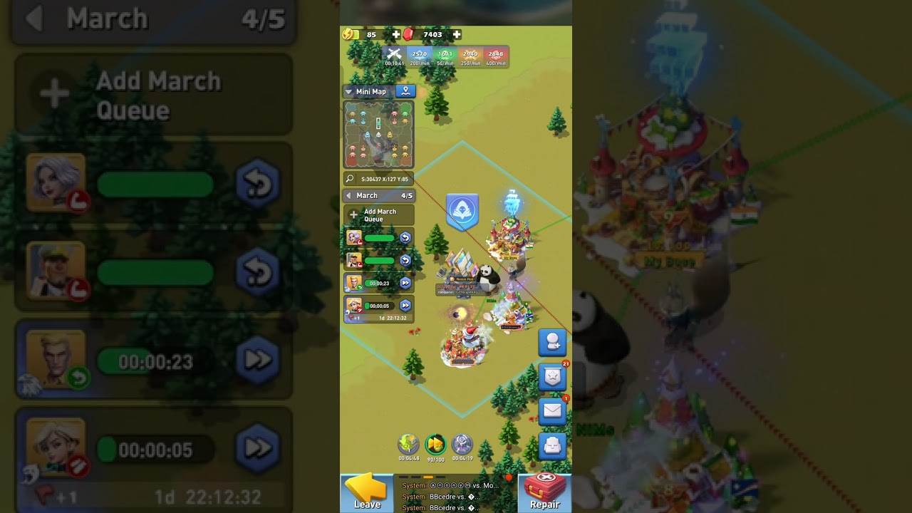 #topwarbattle # Titan Canyon battle NiMs pov 2842 vs 1677 v 2631 v 3923