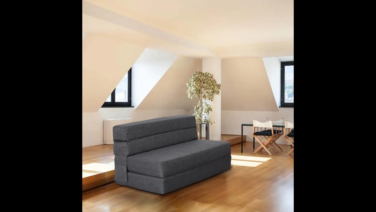 ANONER Fold Sofa Bed Couch Memory Foam with Pillow Futon Sleeper Chair Guest Bed