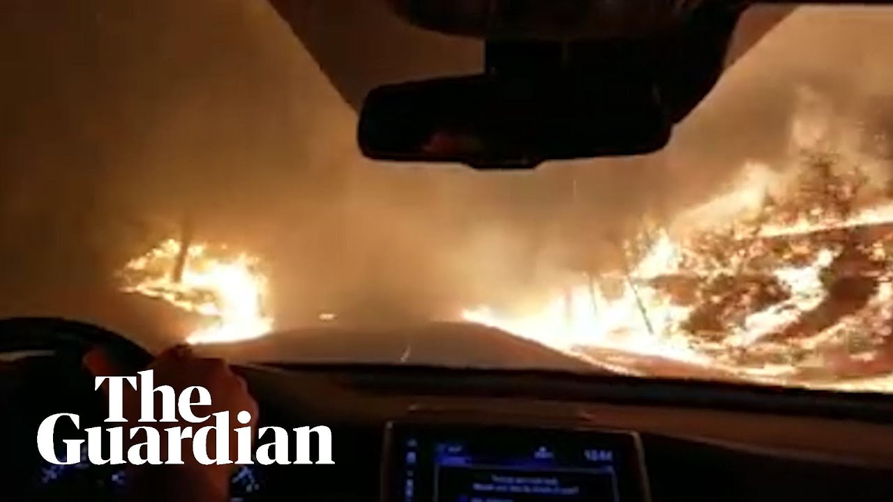 Family drive through flames escaping California wildfire