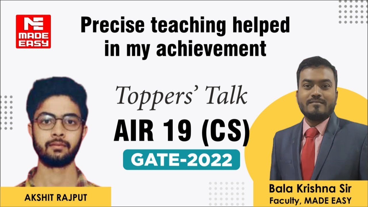 GATE 2022 Topper | Computer Science | Akshit Rajput | AIR-19 | Toppers' Talk | MADE EASY Student
