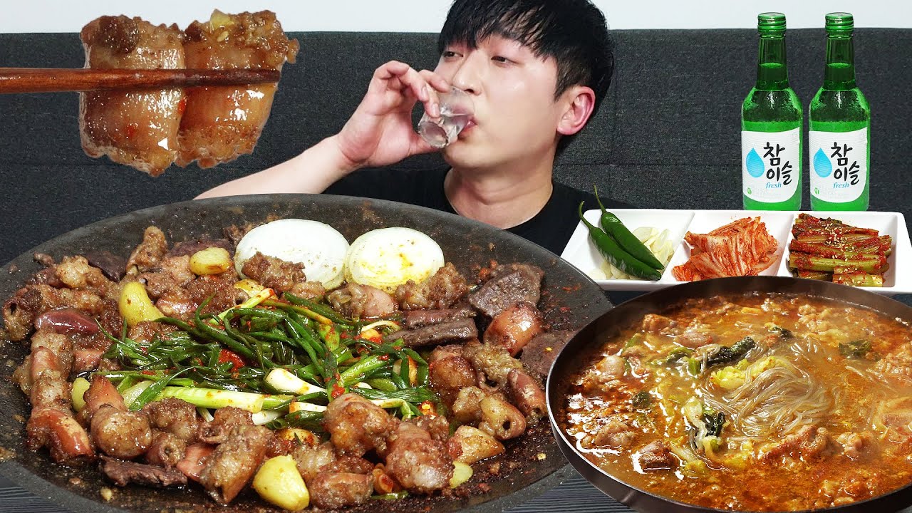 Жареные копья и палочки очень хорошо сочетаются с соджу, MUKBANG REALSOUND ASMR EATINGSHOW.