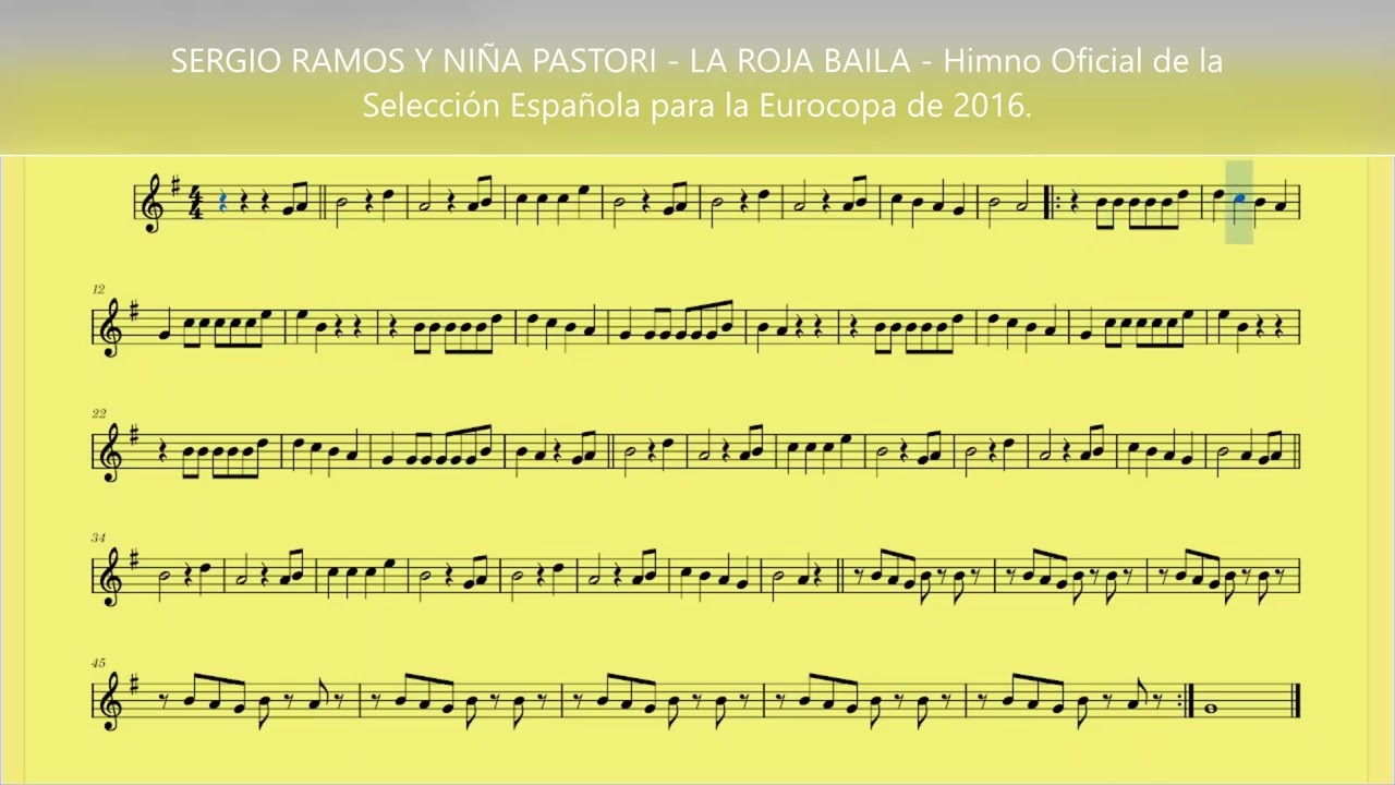 Partitura sencilla   LA ROJA BAILA