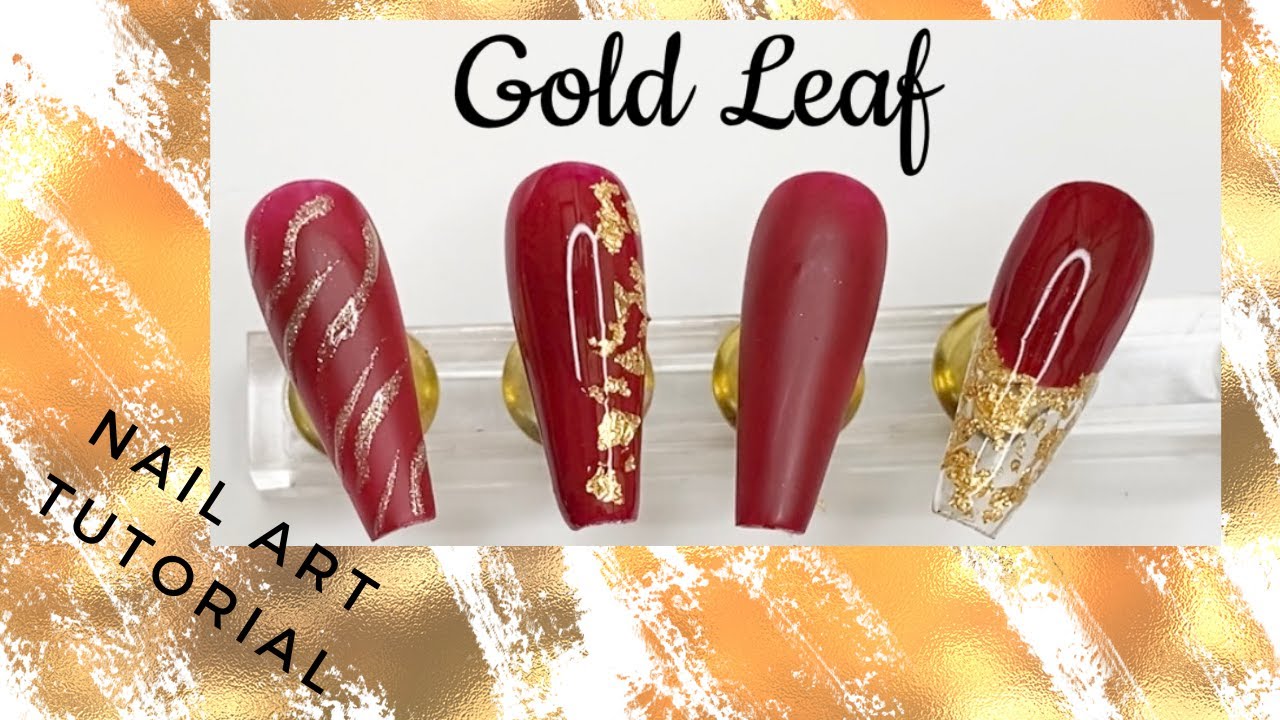 Gold Leaf Gel Nails | Gold Leaf Application Tutorial | Nail Polish Nail Art | Nail Art Design