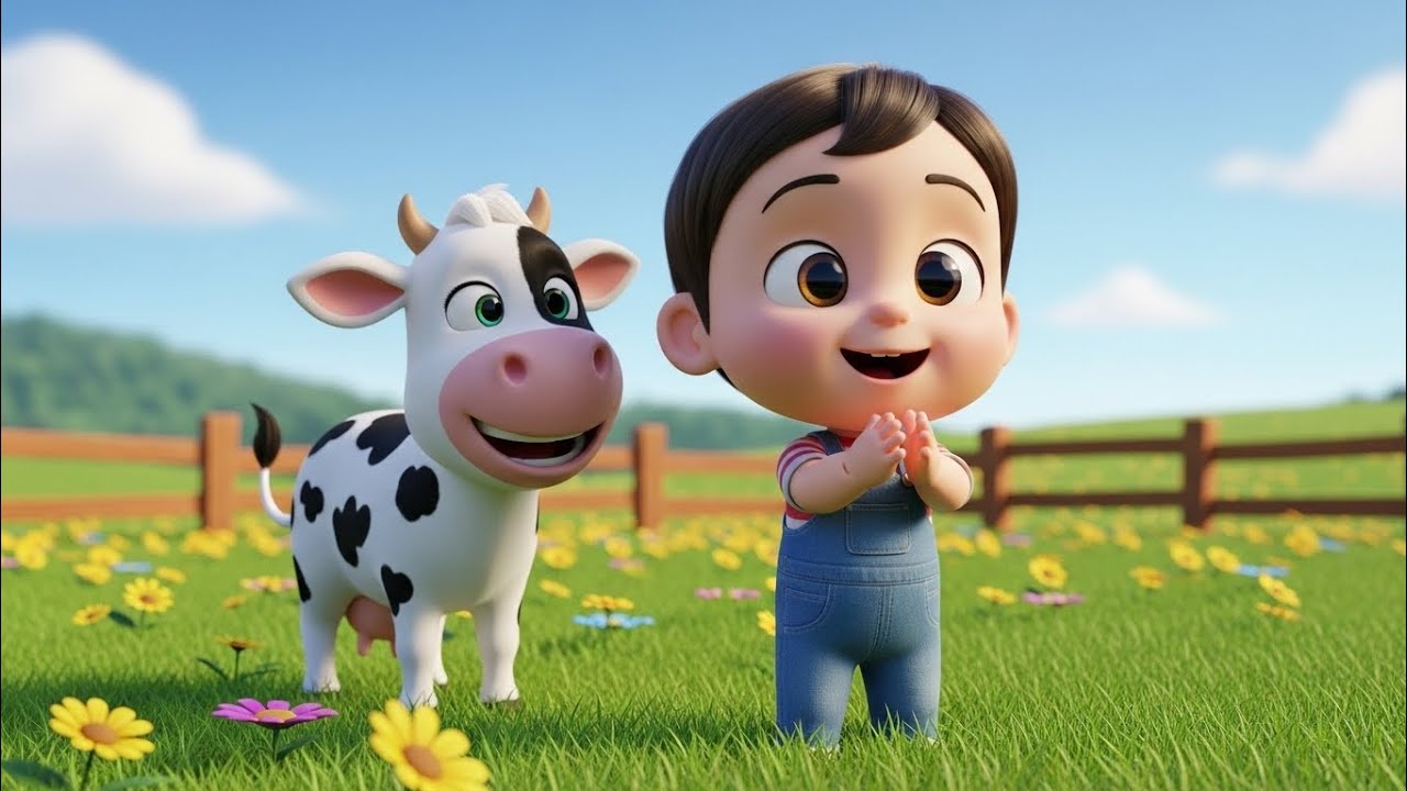 Happy Cow Song 🐄 | Fun Farm Animal Rhyme for Kids | 3D Nursery Rhymes
