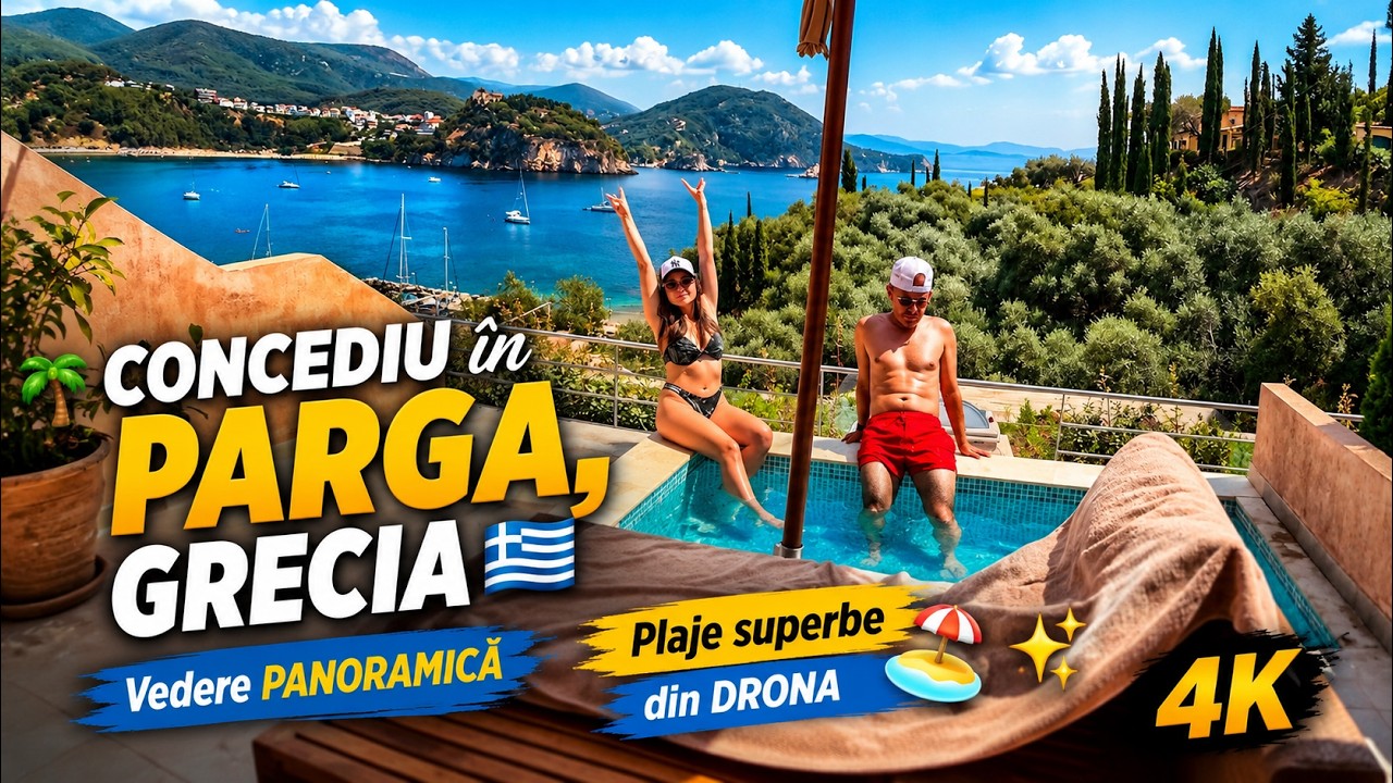 🌴 CONCEDIU în PARGA, GRECIA 🇬🇷 | Vedere PANORAMICĂ + Plaje superbe din DRONA 🏖️✨ [4K]