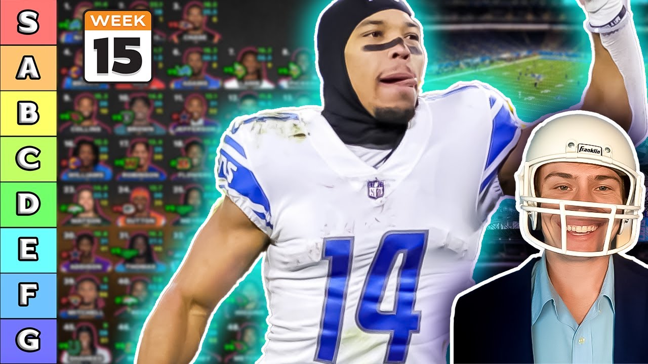 Top 50 Wide Receiver Rankings & Tiers - Week 15 Fantasy Football